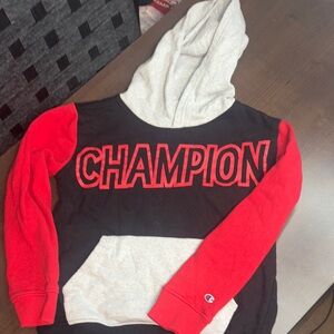Boys Champion pullover  Colorblock Hoodie in Black, Red & Gray